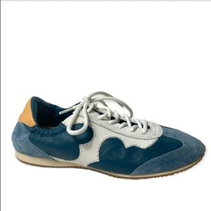 Tory Burch serif blue suede sneakers